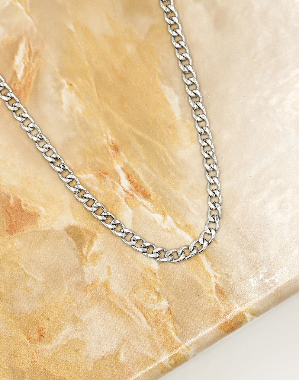 Fijne ovale schakkelketting 45cm zilverkleurig