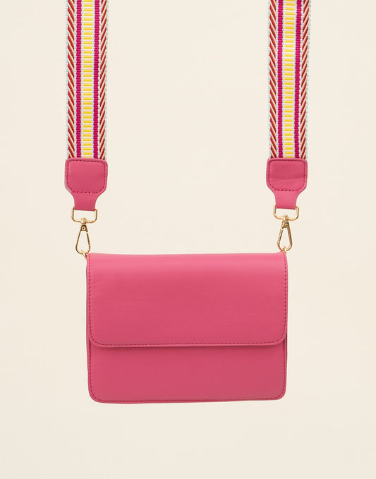 schoudertasje met luxe schouderband fuchsia