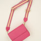 schoudertasje met luxe schouderband fuchsia