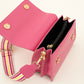 schoudertasje met luxe schouderband fuchsia