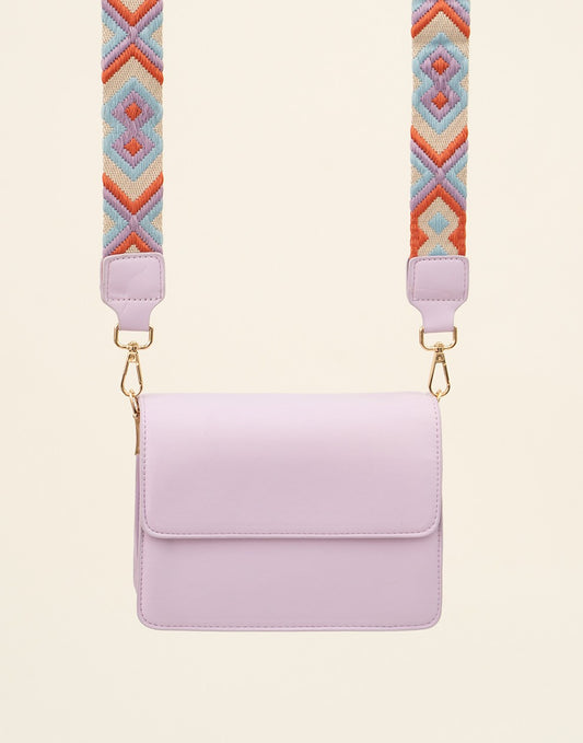 schoudertasje met luxe schouderband lila