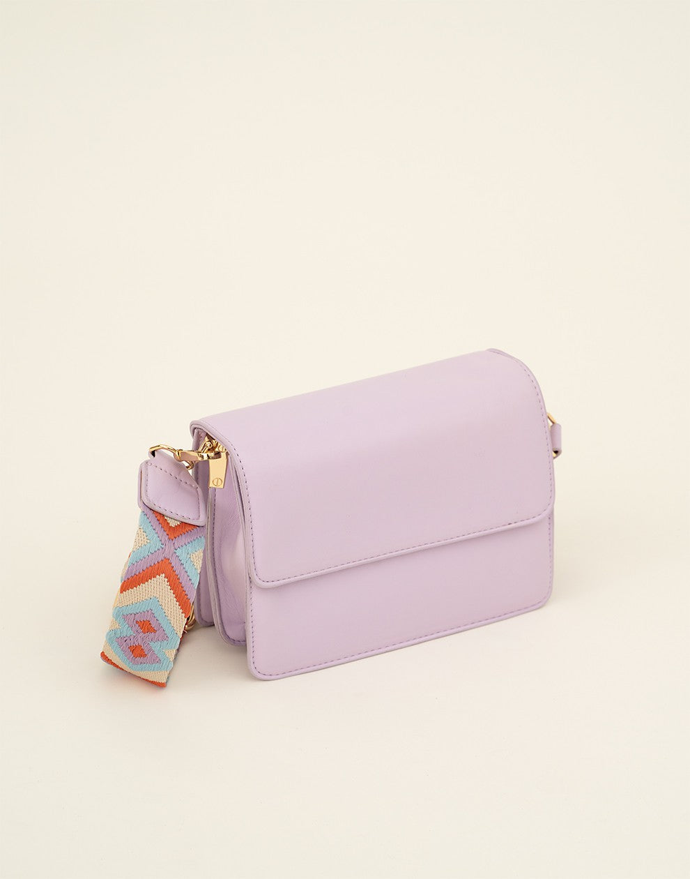 schoudertasje met luxe schouderband lila
