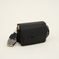 schoudertas met croco en luxe bagstrap zwart