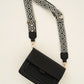 schoudertas met croco en luxe bagstrap zwart