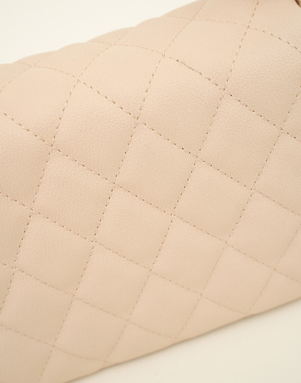 Schoudertas met diamant patroon beige