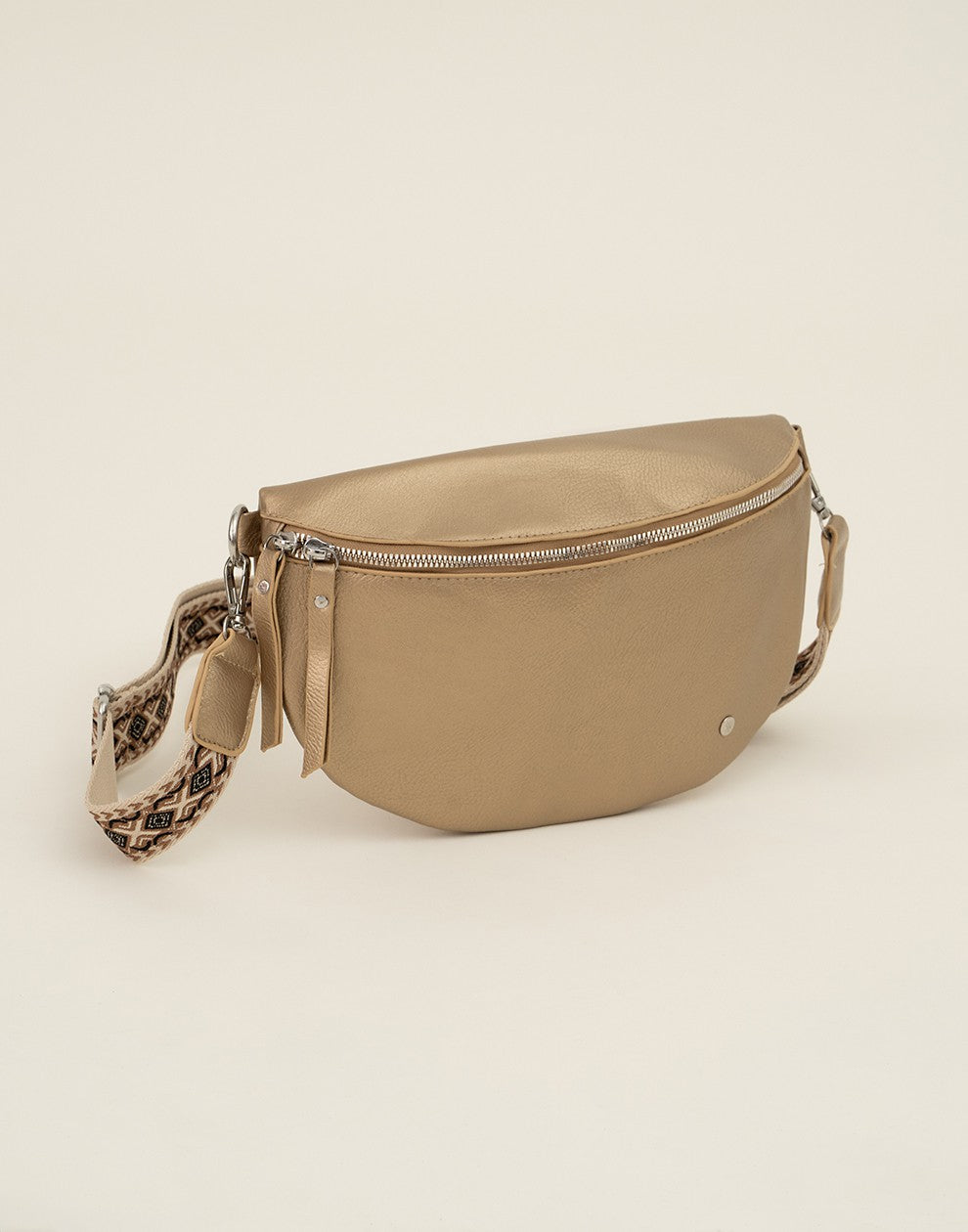 Heup en of crossbody tas met mooie bagstrap goudkleurig
