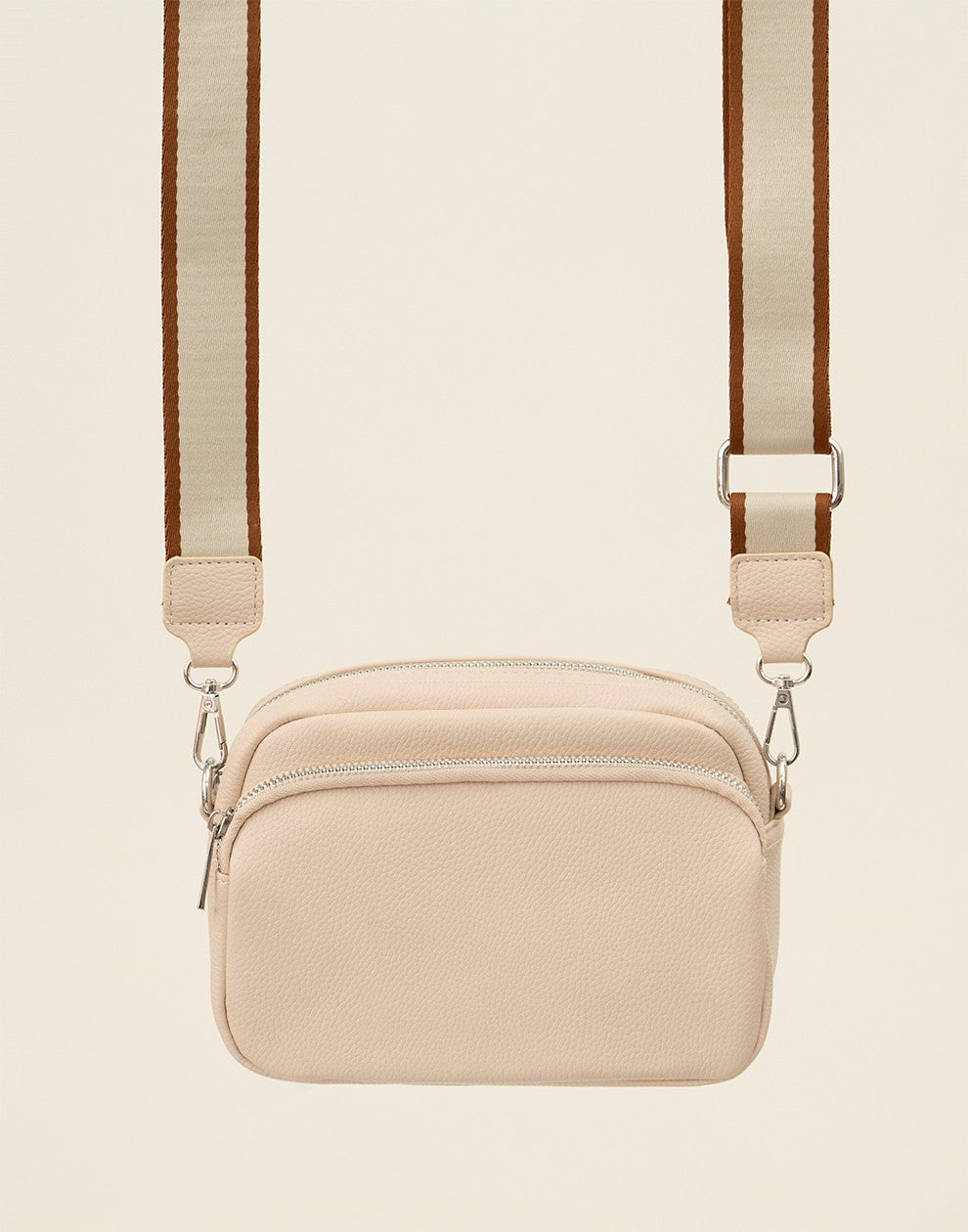 crossbody tas met twee vakken beige