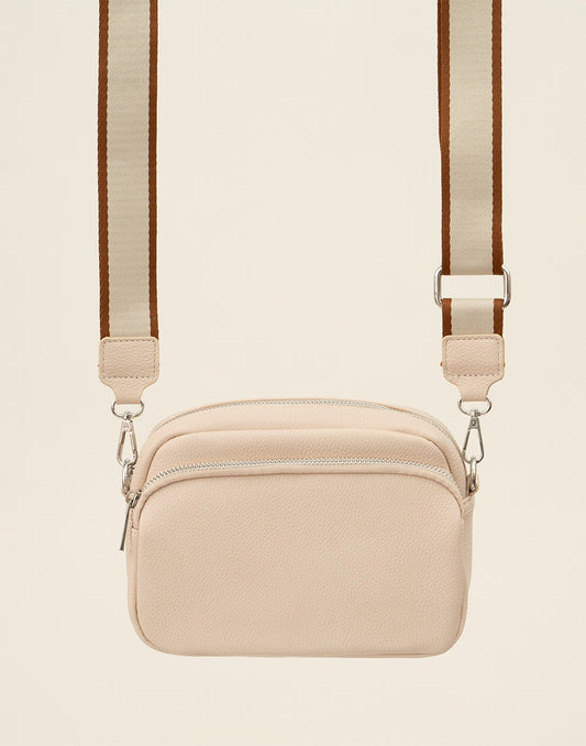 crossbody tas met twee vakken beige