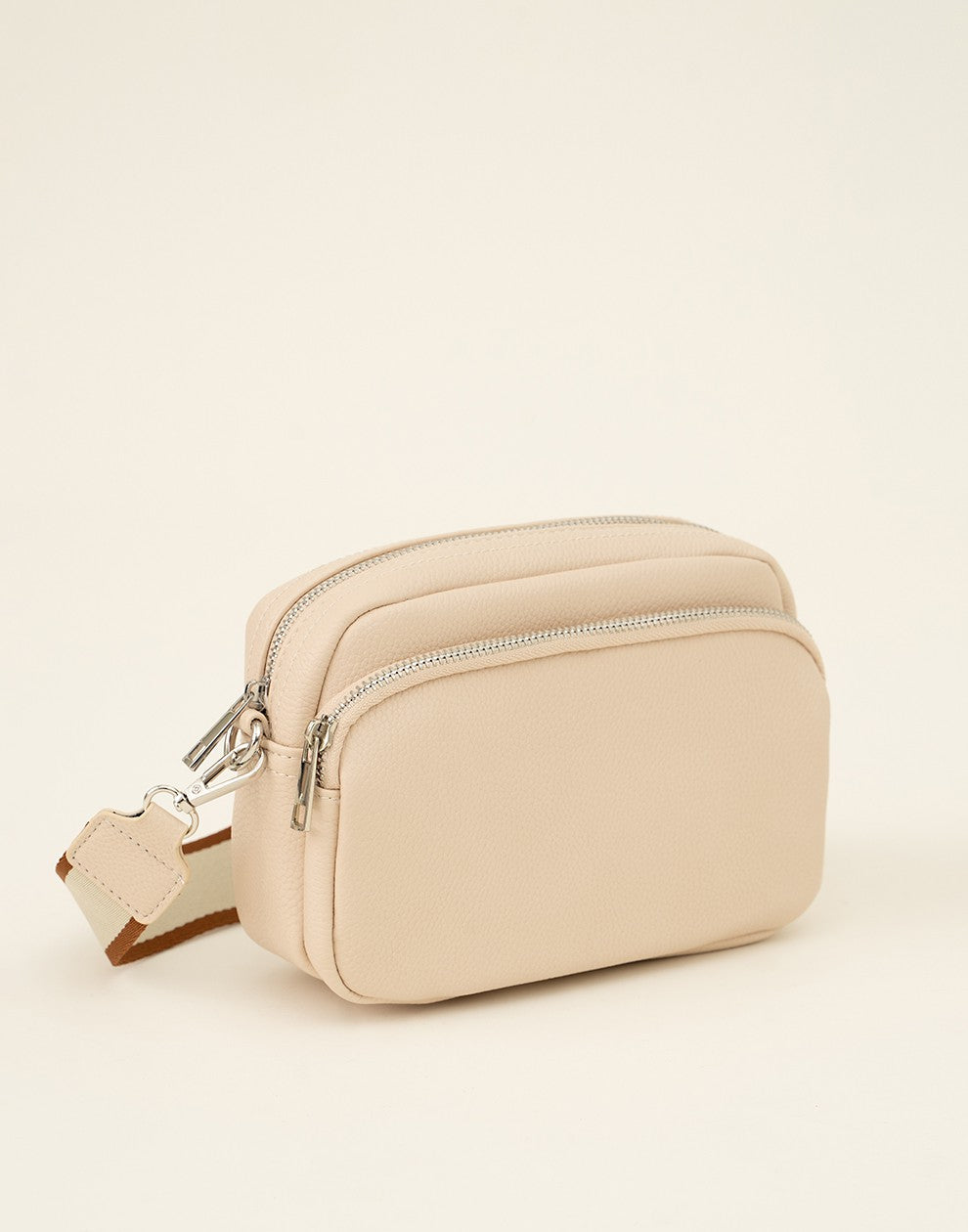 crossbody tas met twee vakken beige