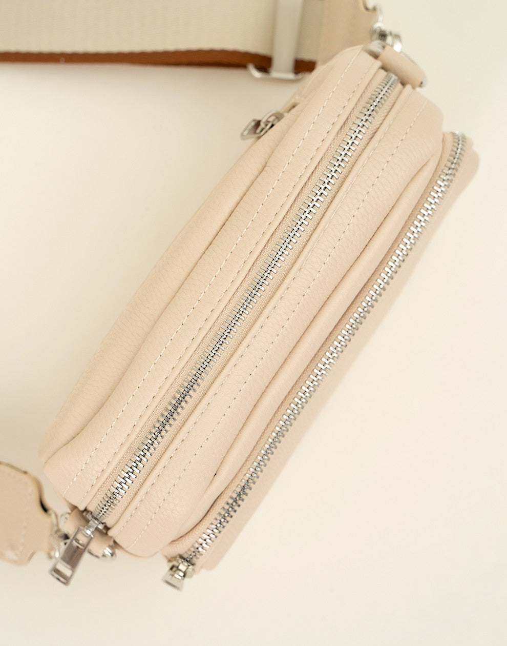 crossbody tas met twee vakken beige