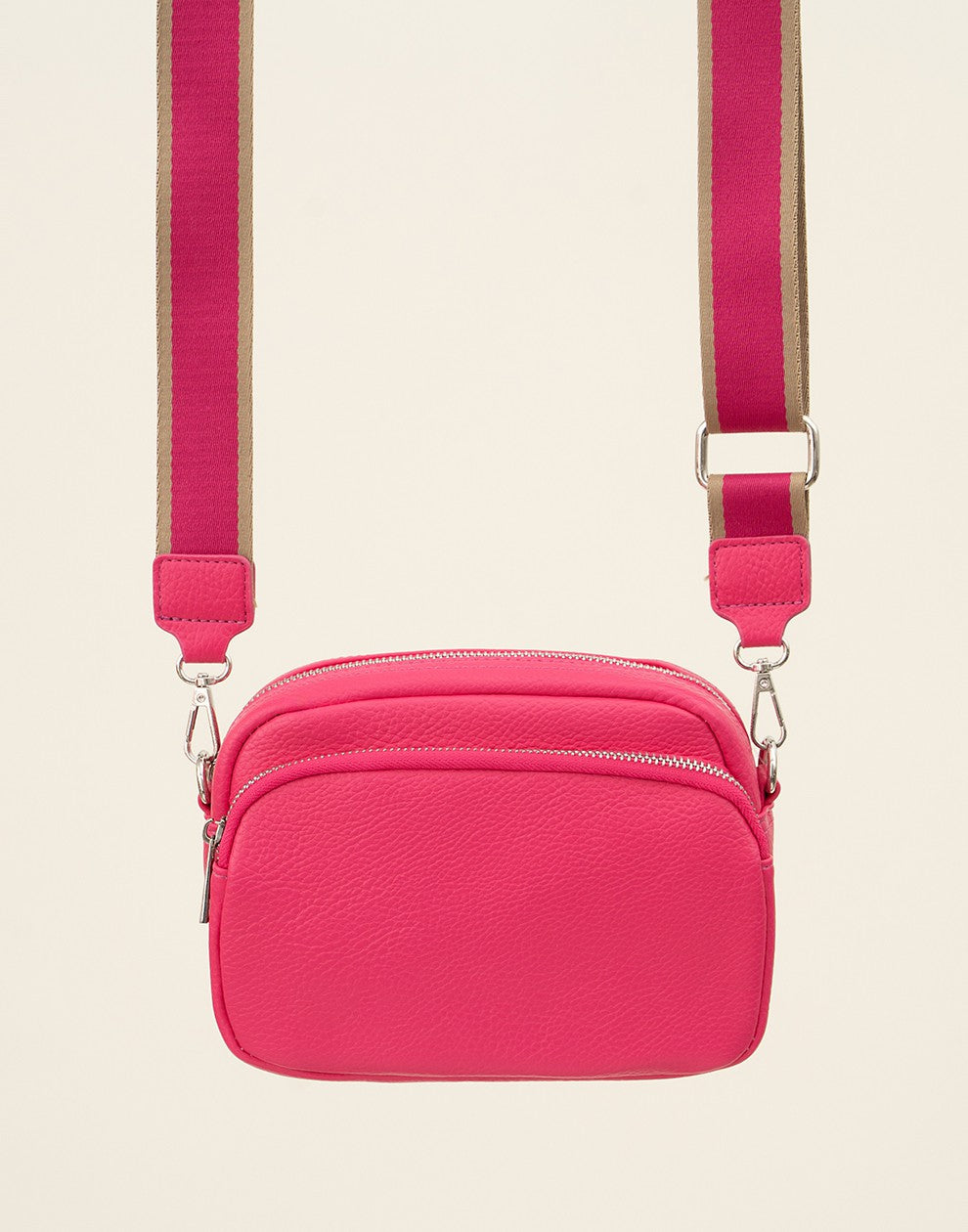 crossbody tas met twee vakken fuchsia