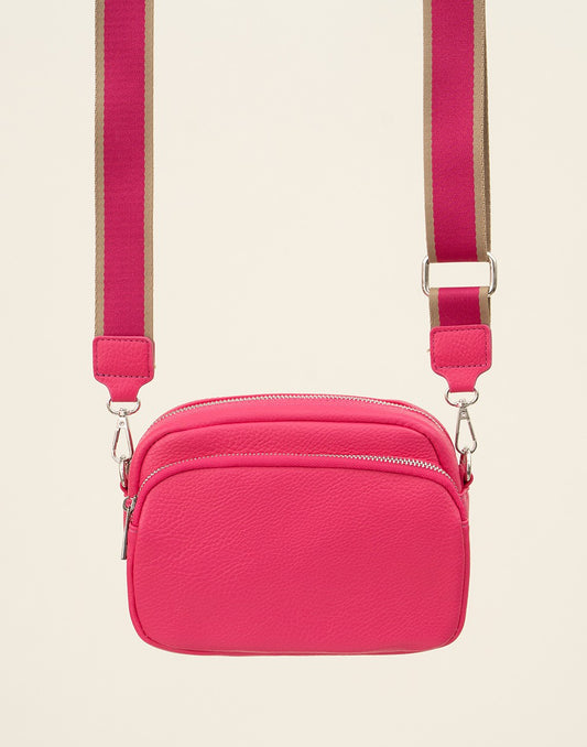 crossbody tas met twee vakken fuchsia
