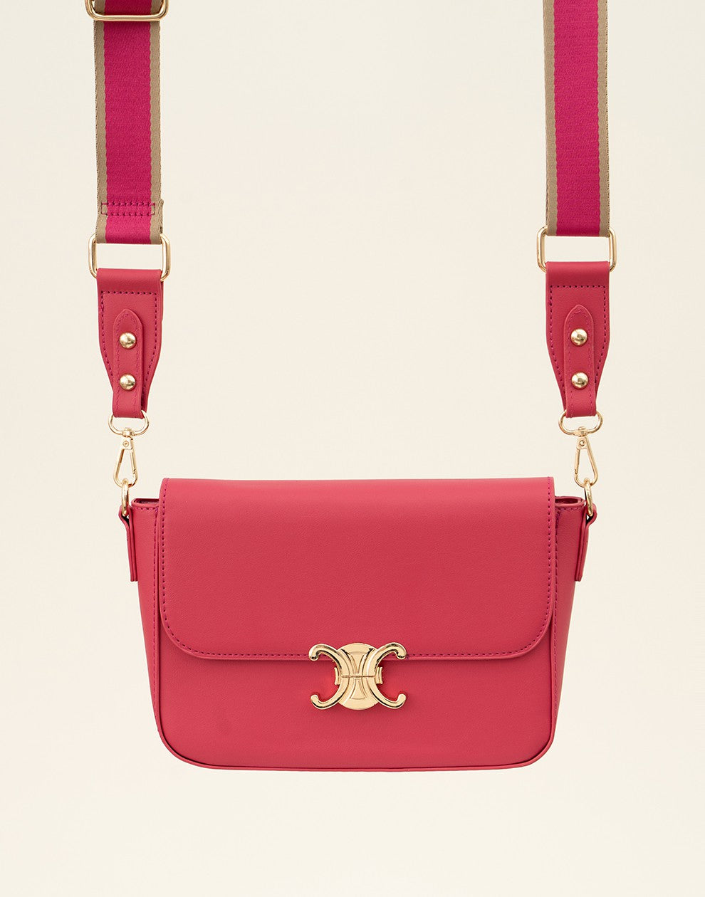 crossbody tas met gesp fuchsia