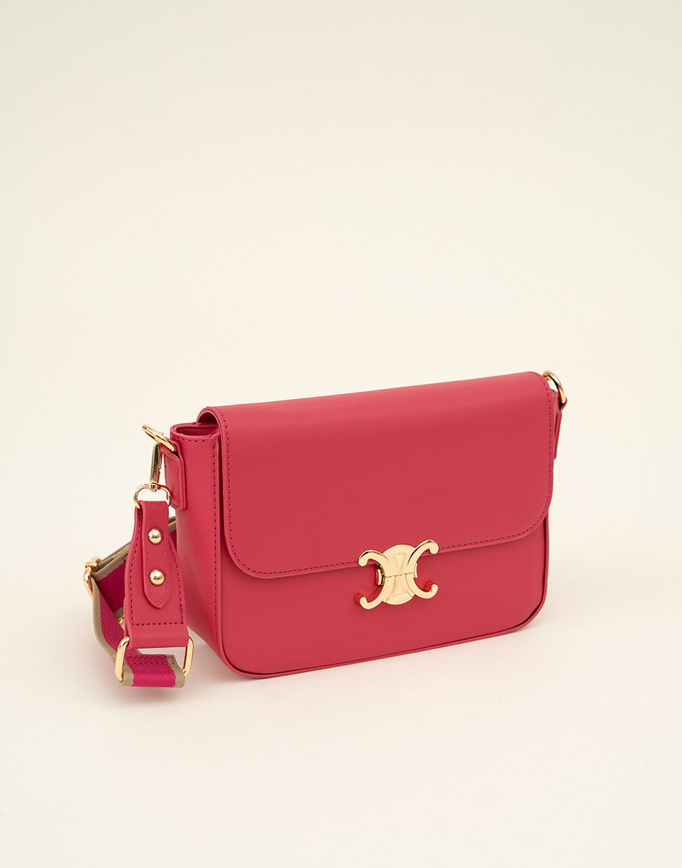 crossbody tas met gesp fuchsia