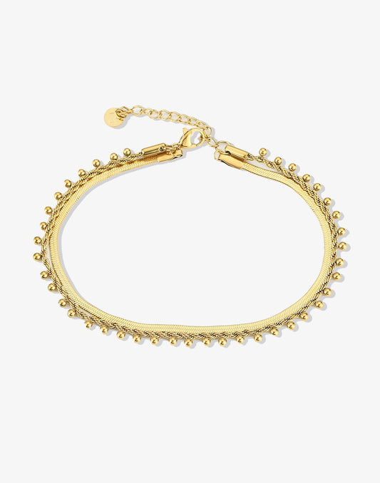 enkelbandje snake met bolletjes goudkleurig