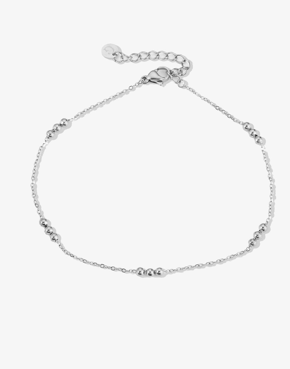 ankle bracelet with silver-colored beads