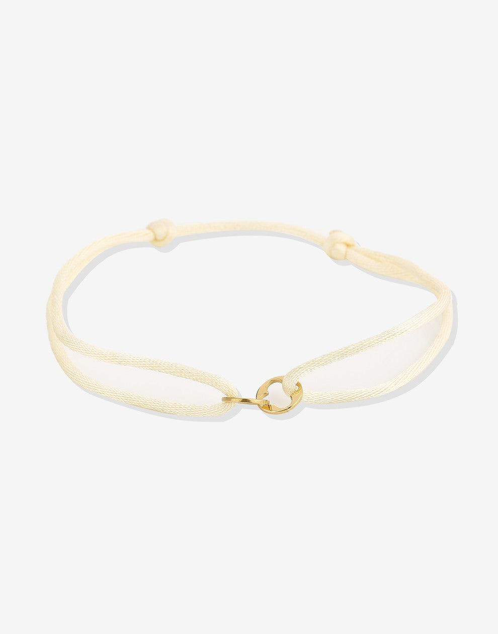 Satijnen armbandje klavers beige