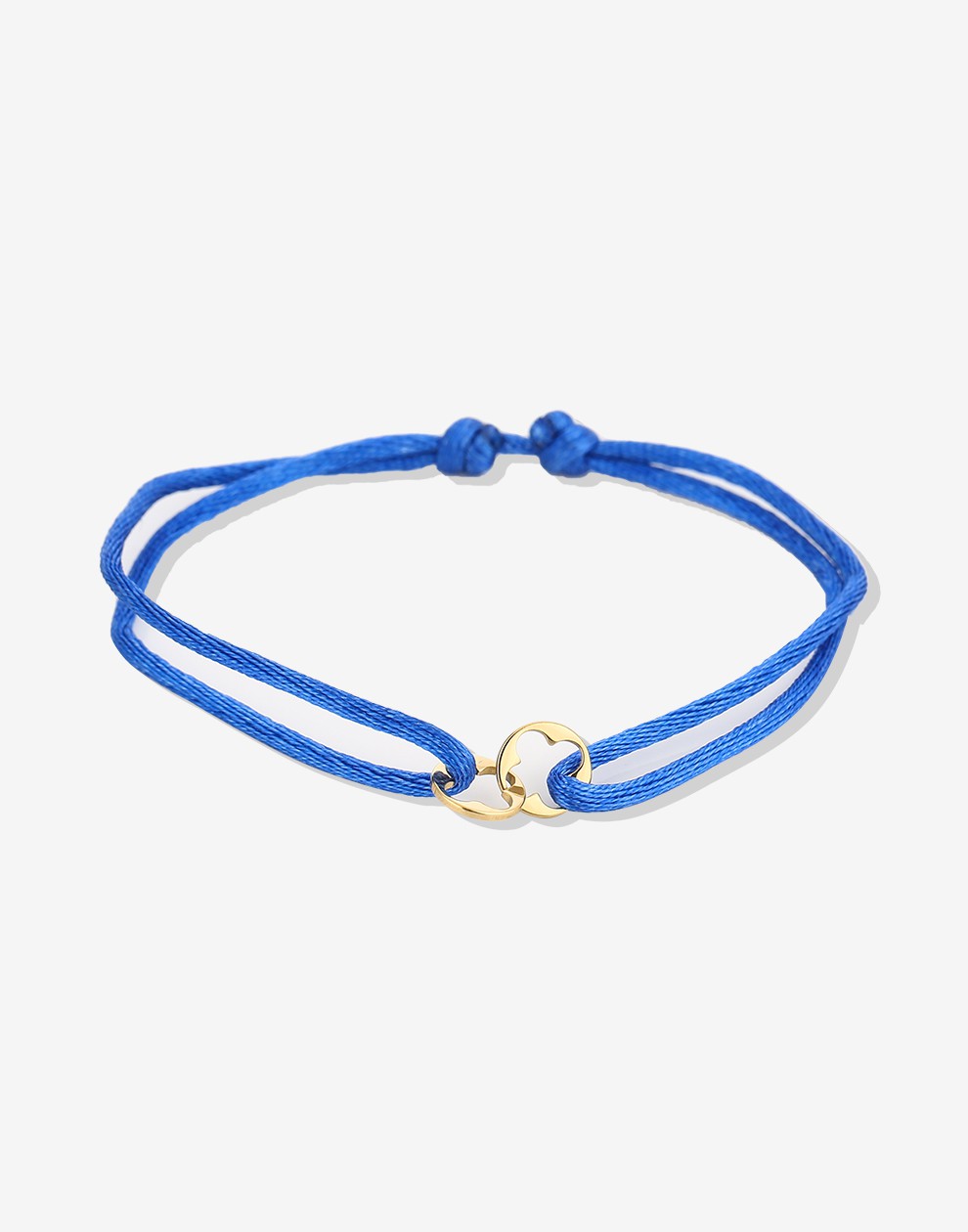 Satijnen armbandje klavers blauw