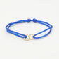 Satijnen armbandje klavers blauw