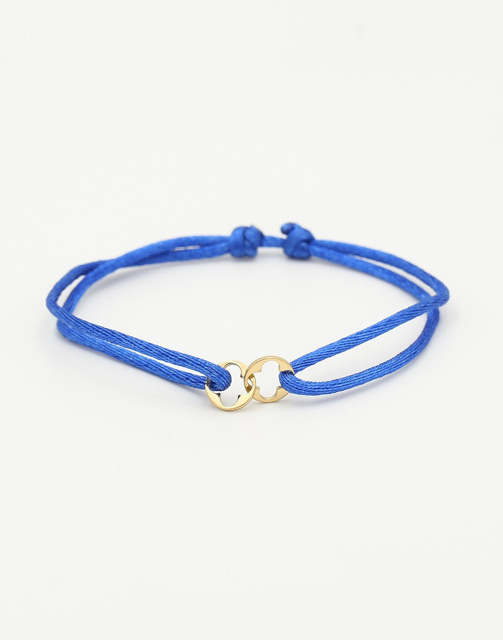 Satijnen armbandje klavers blauw