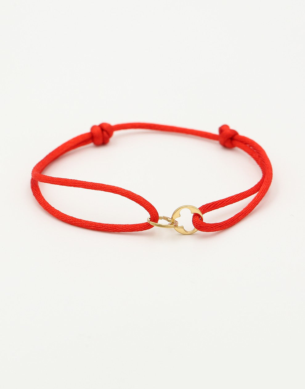 Satijnen armbandje klavers rood