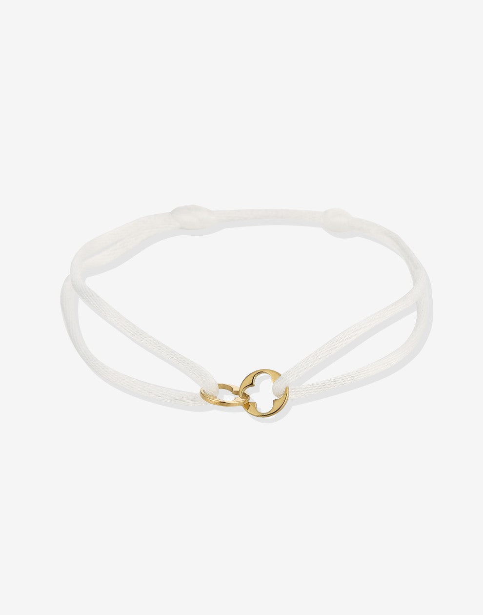 Satijnen armbandje klavers wit