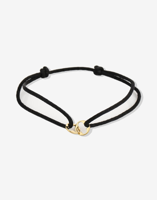 Satijnen armbandje klavers zwart