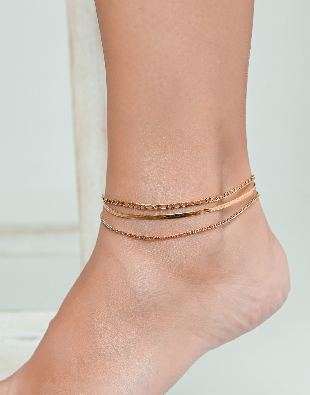 Enkelbandje chains goudkleurig