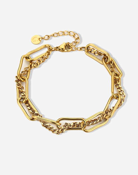 schakelarmband dubbel goudkleurig