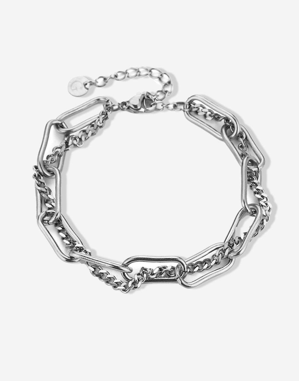 schakelarmband dubbel zilverkleurig