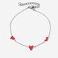 Armband speels hartjes rood zilverkleurig