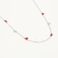 Ketting rode hartjes zilverkleurig