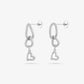 Stud earring link with rhinestone heart silver-colored