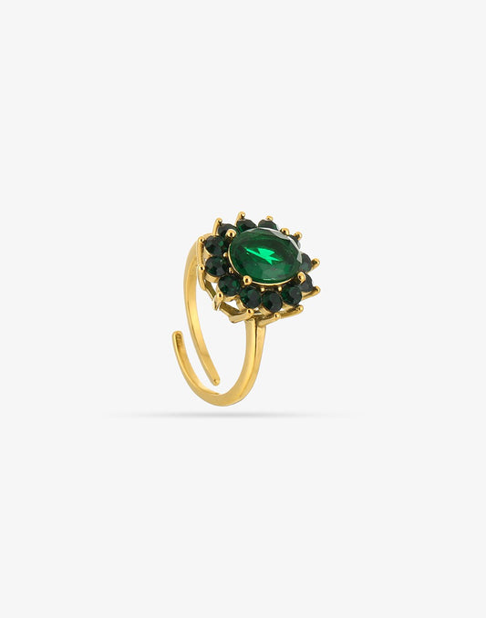 vintage ring stenen groene bloem