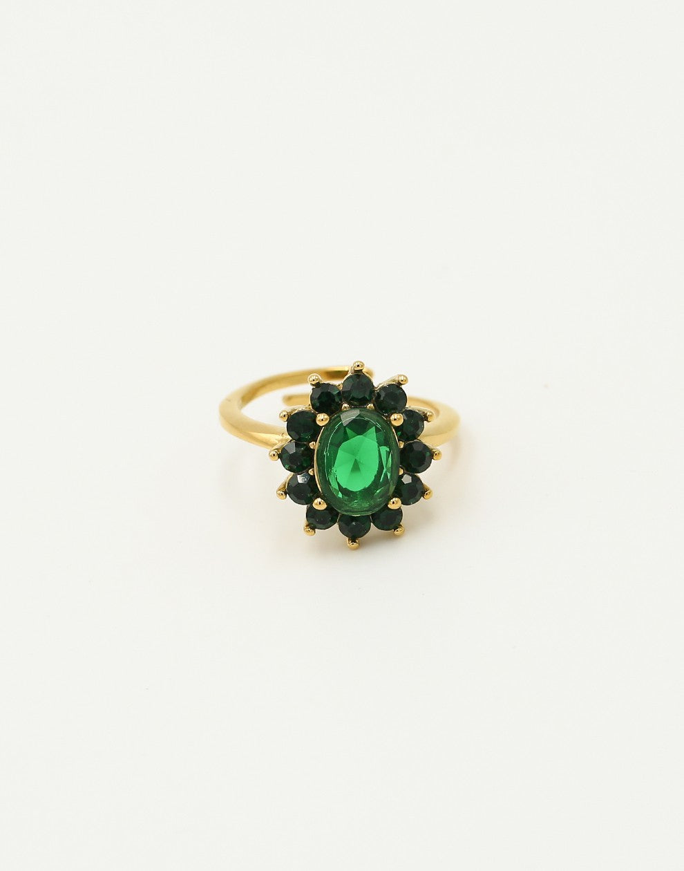 vintage ring stenen groene bloem