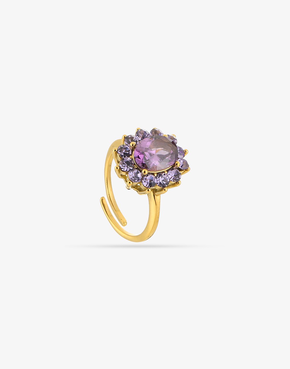 vintage ring stenen lila bloem