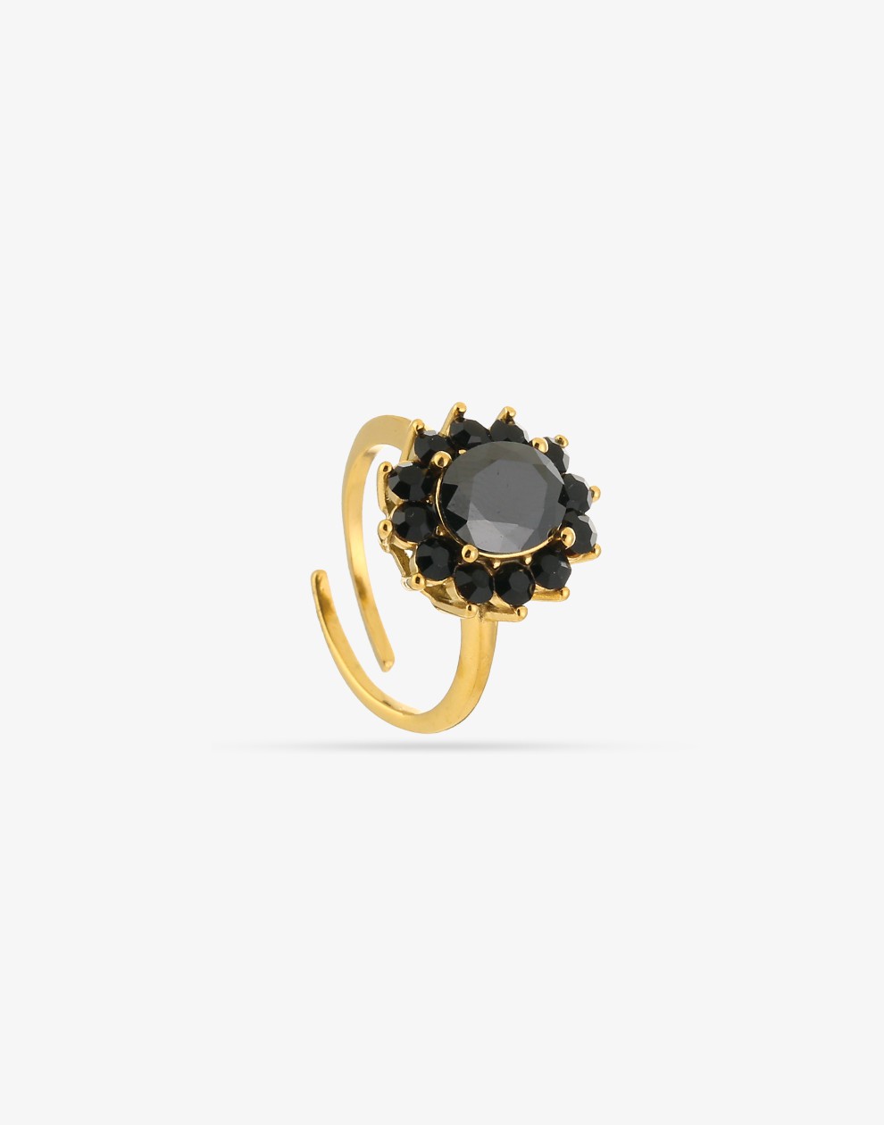 vintage ring stenen zwarte bloem