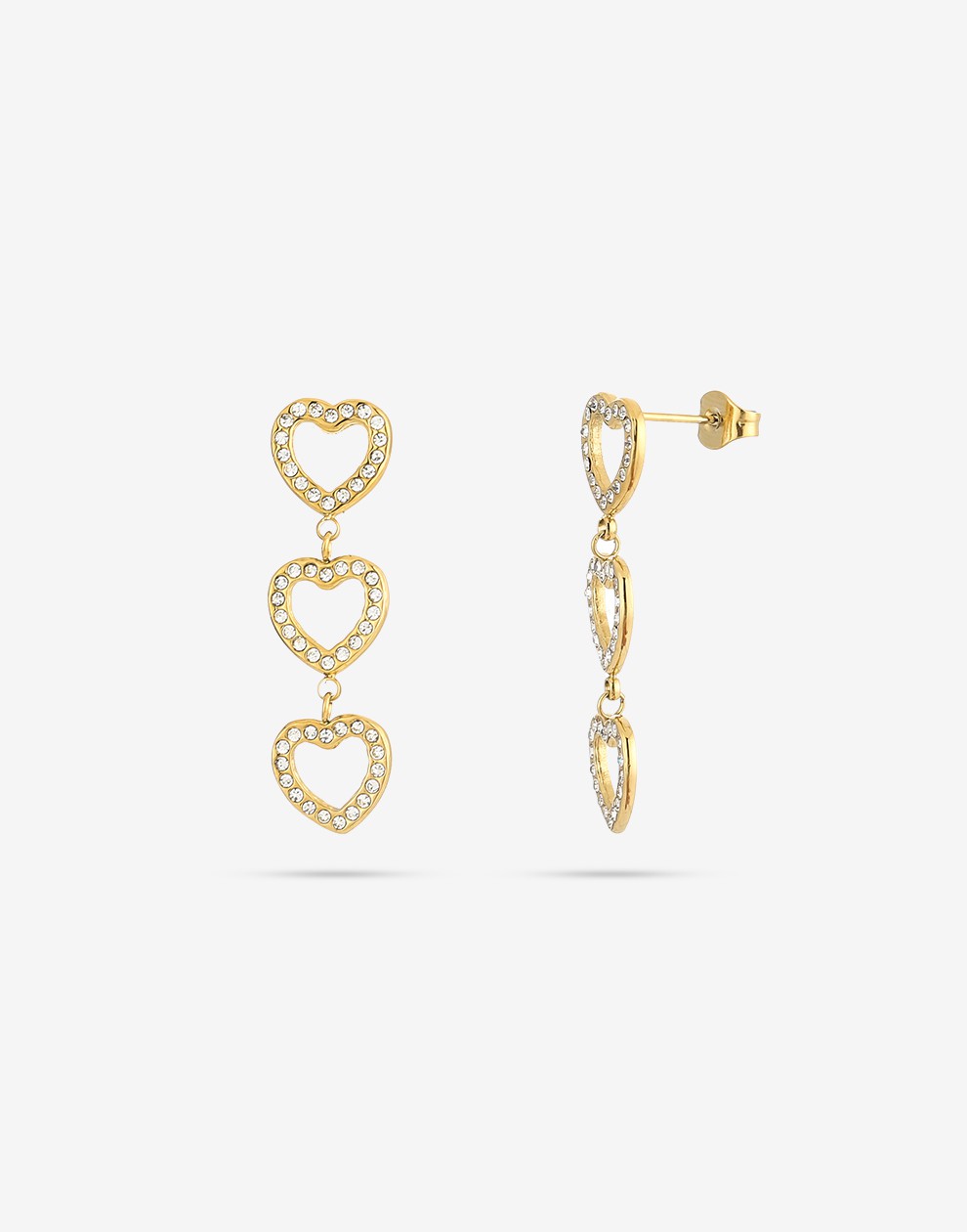 triple heart strass hanger goudkleurig