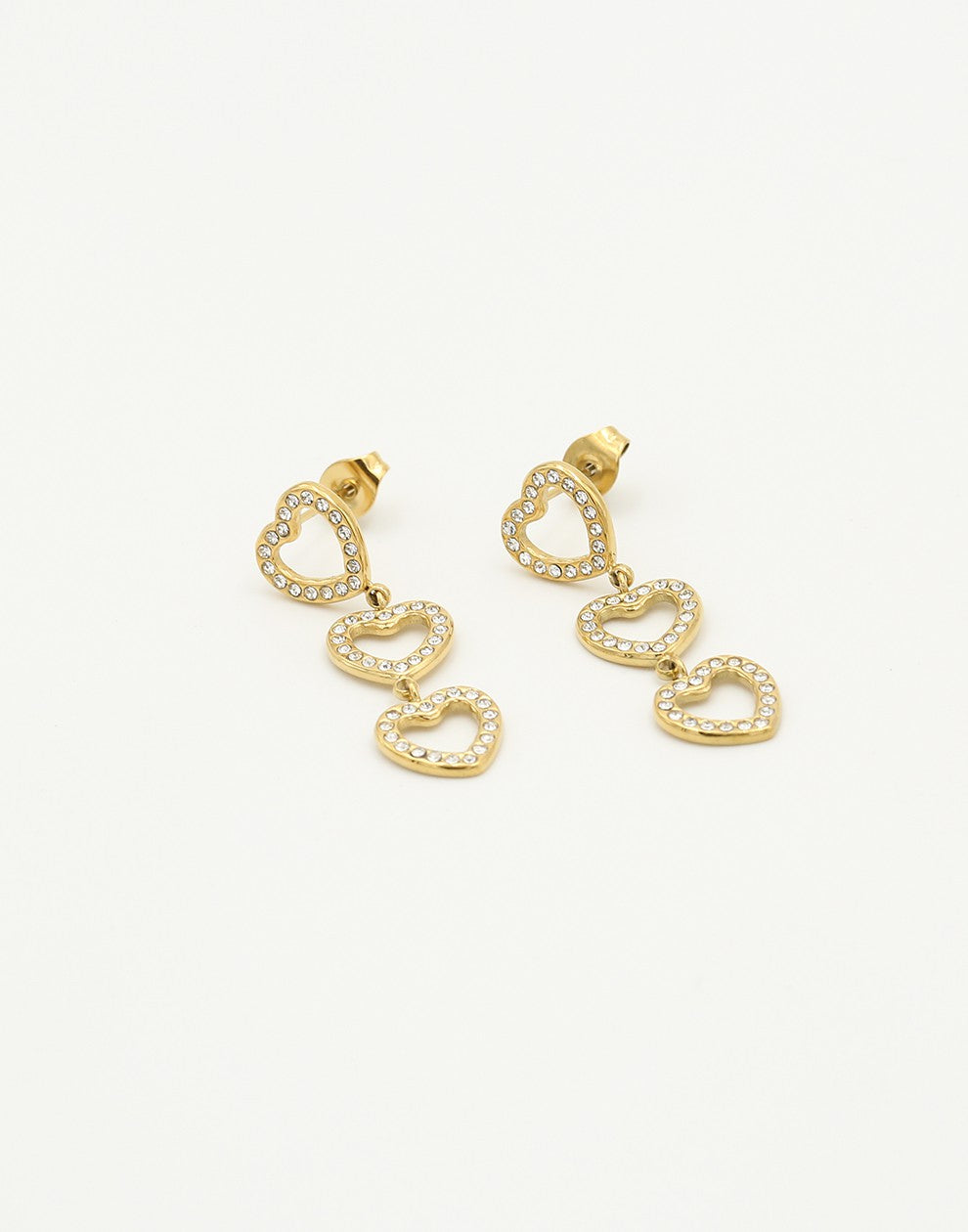 triple heart strass hanger goudkleurig