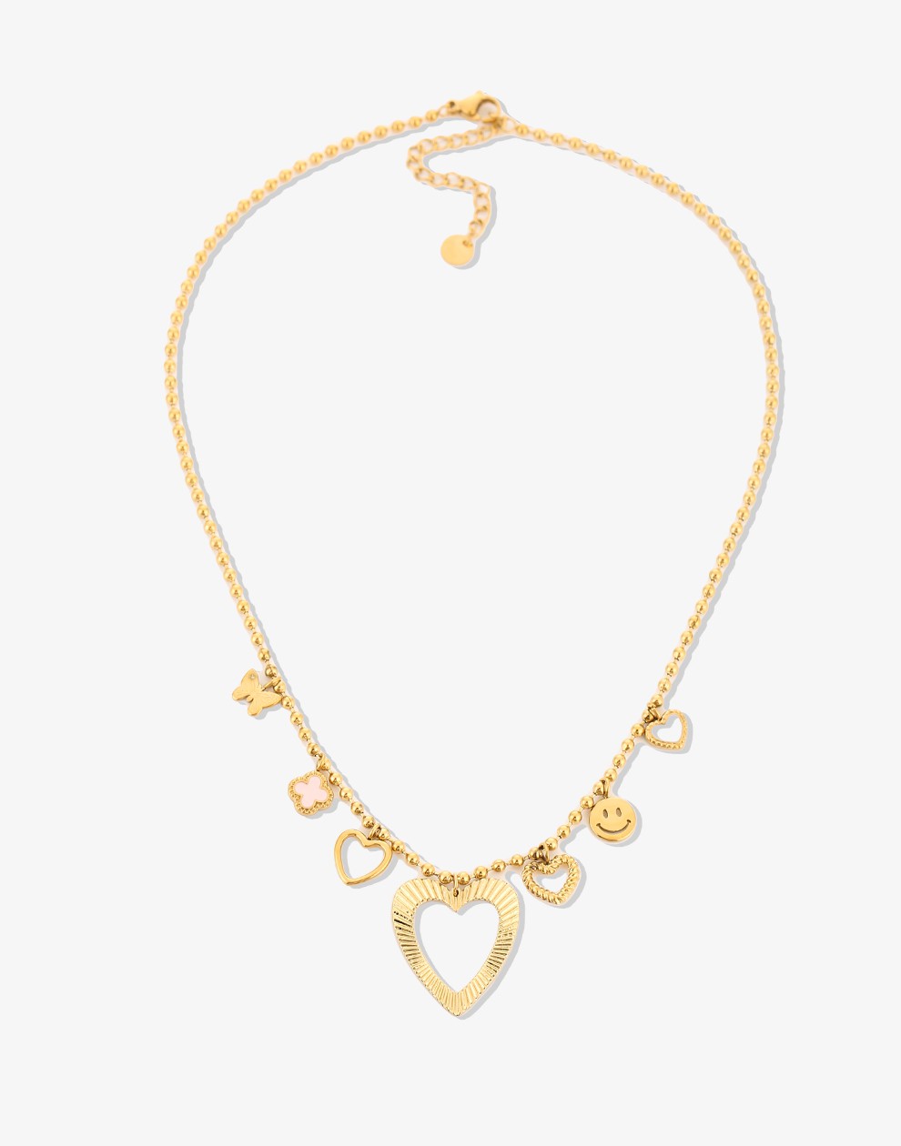 Ketting met bedels groot hart goudkleurig