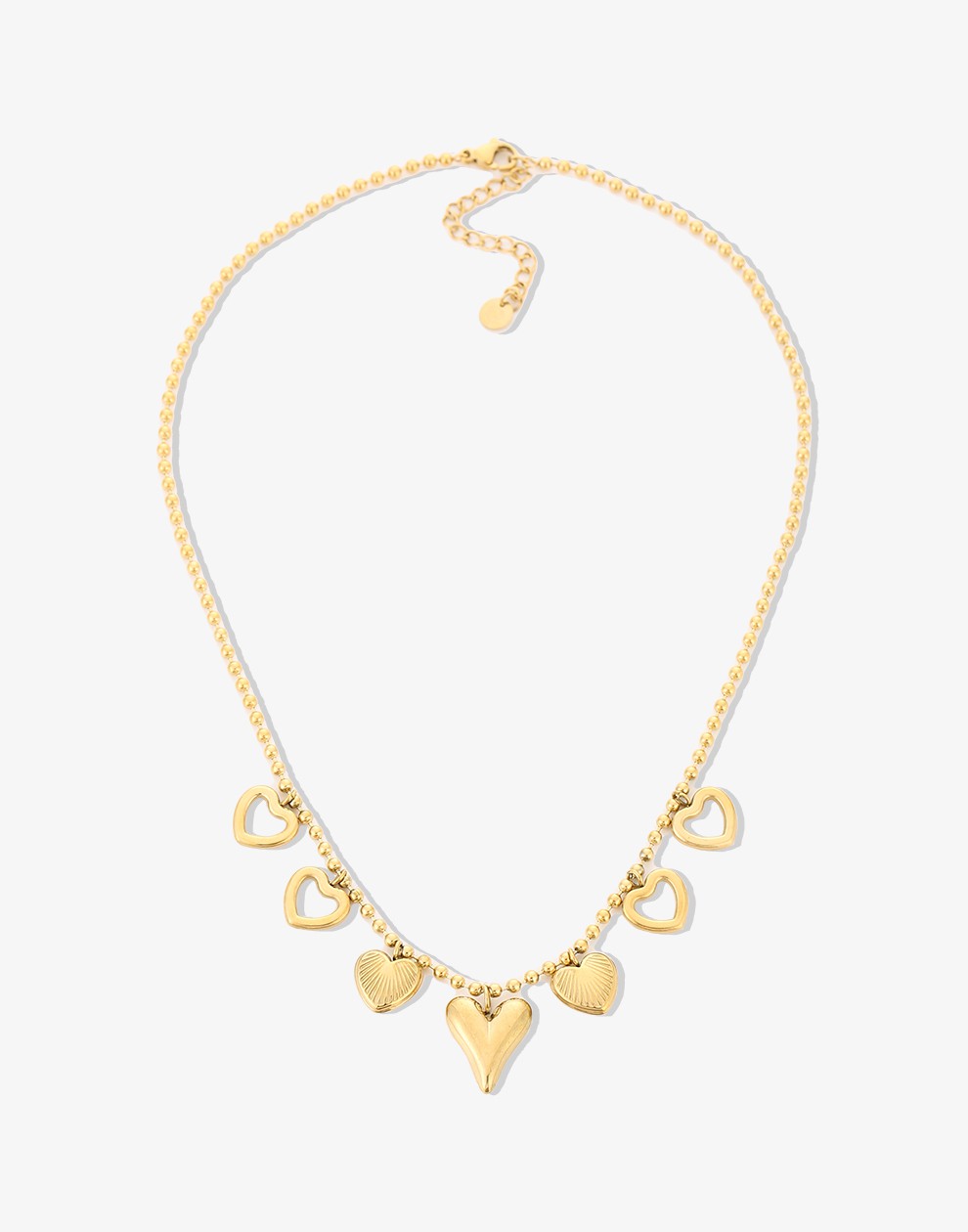 Bedel ketting hartjes goudkleurig
