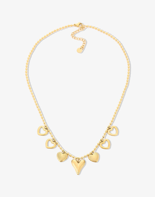 Bedel ketting hartjes goudkleurig