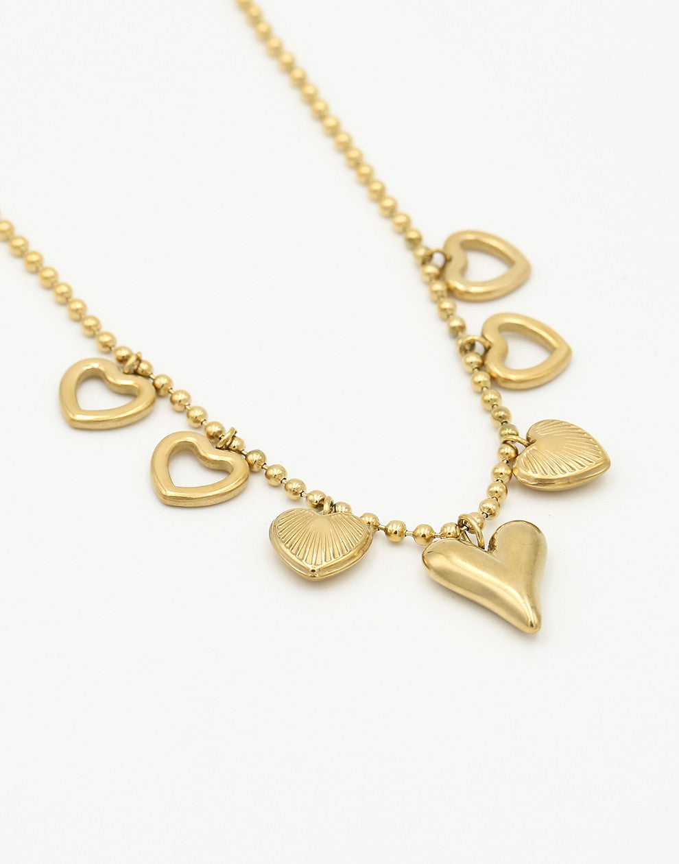Bedel ketting hartjes goudkleurig