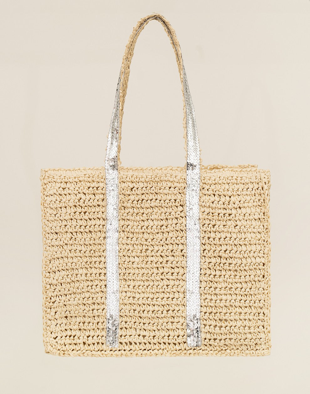 Strand tas met zilverkleurigen pailetten