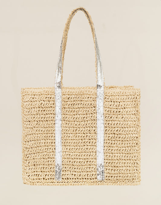 Strand tas met zilverkleurigen pailetten