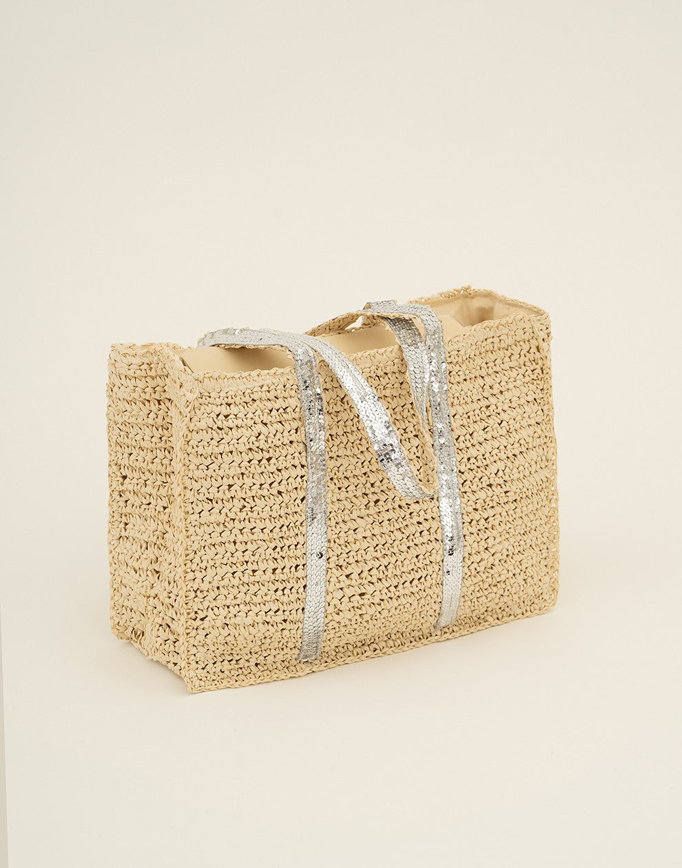 Strand tas met zilverkleurigen pailetten
