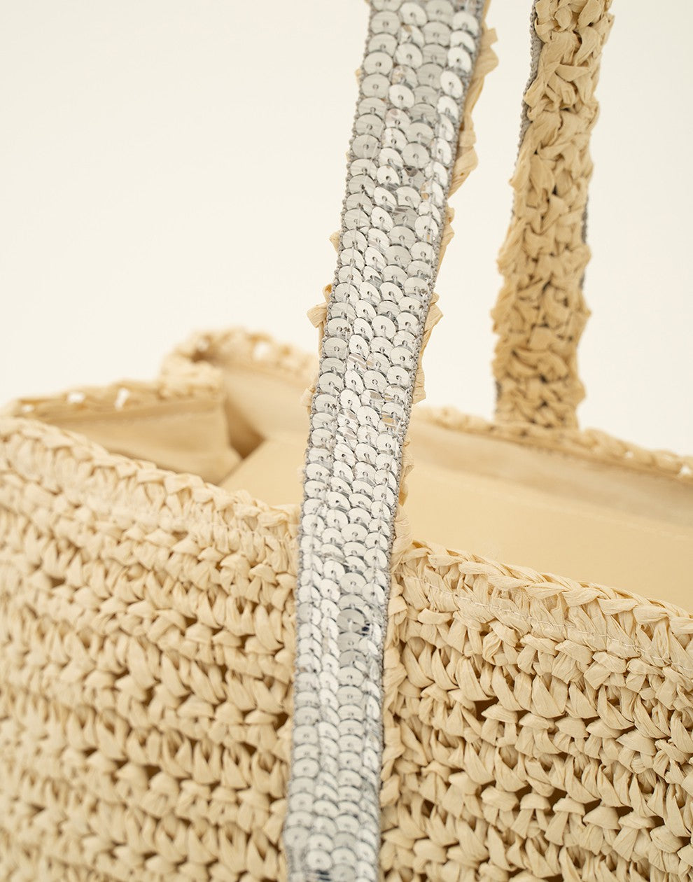 Strand tas met zilverkleurigen pailetten