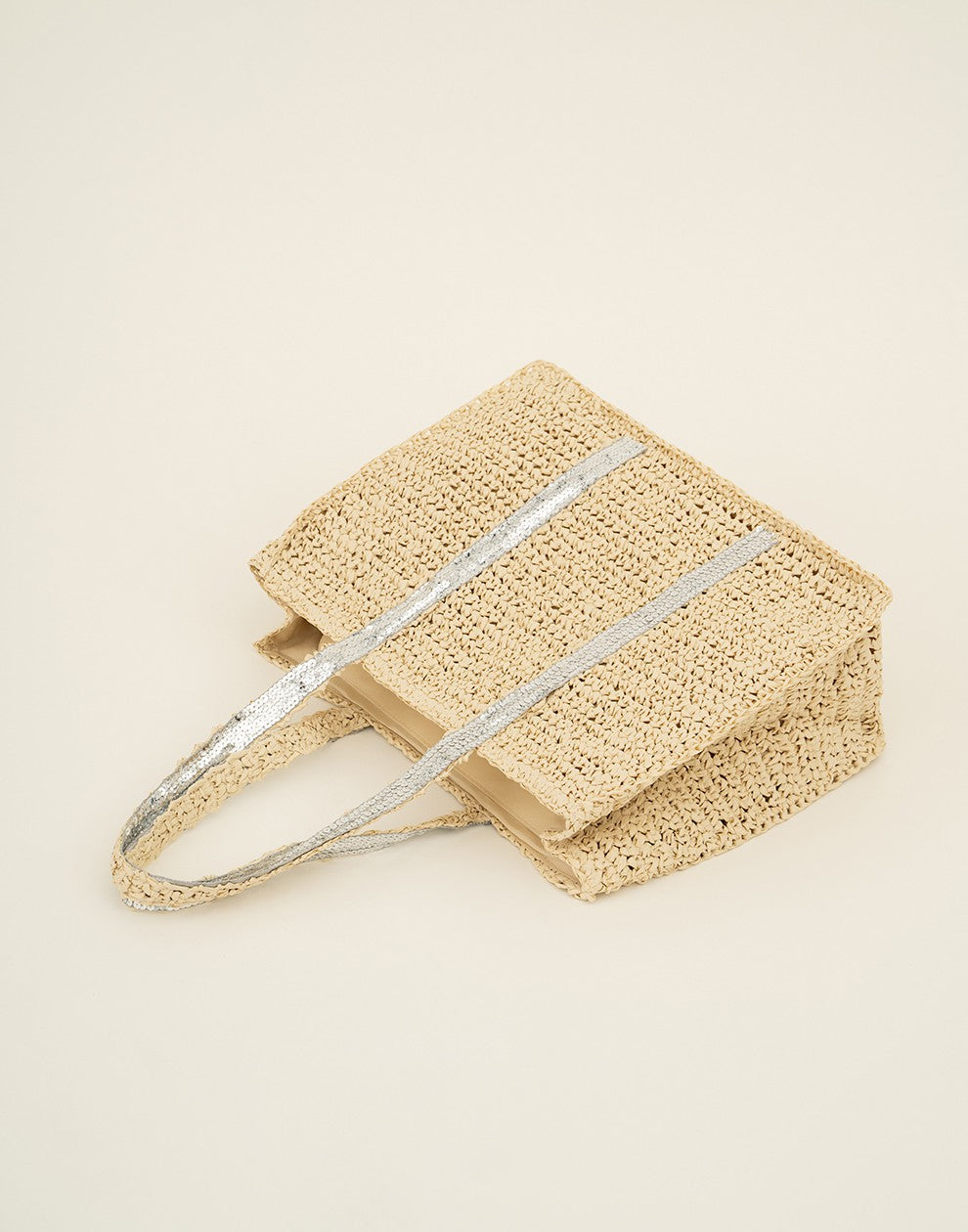 Strand tas met zilverkleurigen pailetten