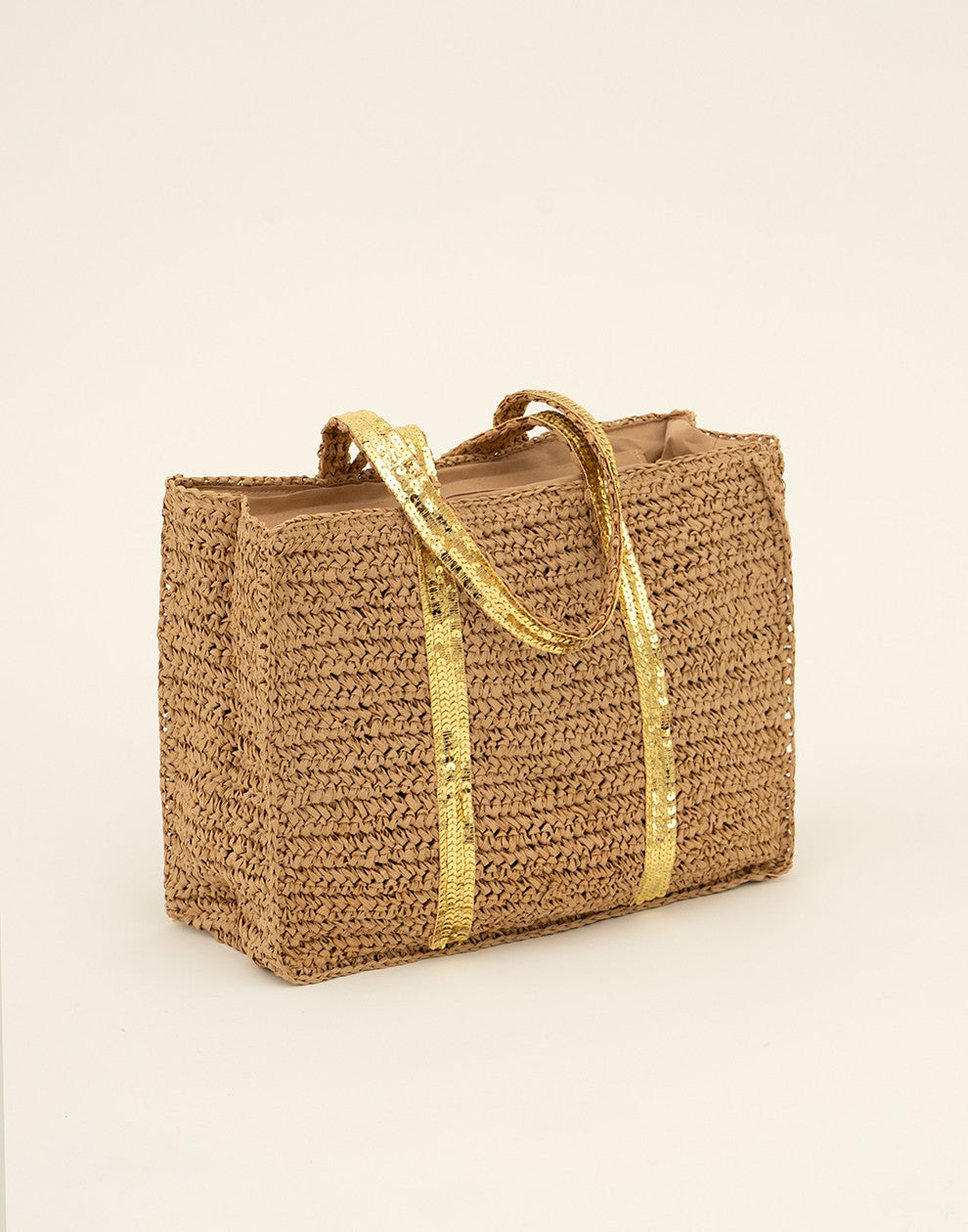 Strand tas met goudkleurigen pailetten