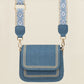 Trendy jeans tas met bewerkte strap